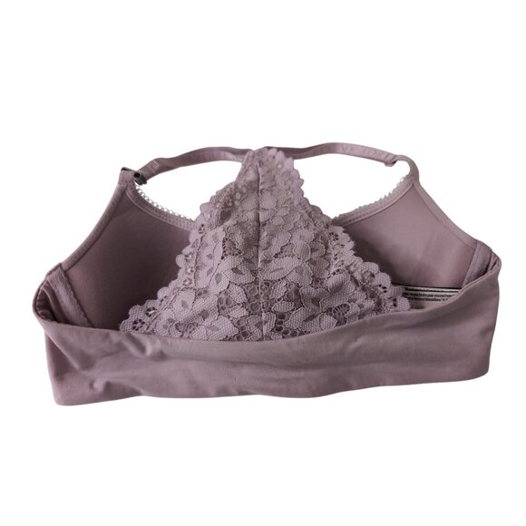 Victorias Secret Perfect Shape Demi Bra 32C Purple Lace Racerback Front Closure - Picture 2 of 8